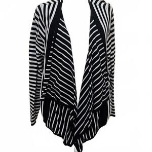 Alfani Stylish Black and White Striped Cardigan, 1X